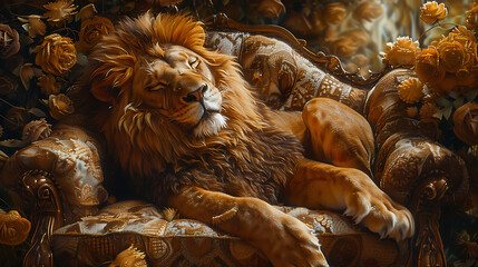 lion on sofa
