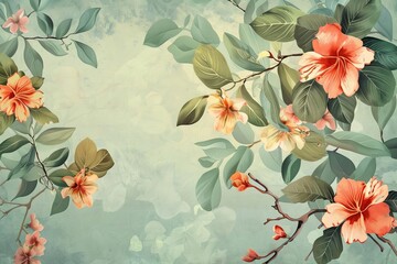 Fantasy vintage wallpaper with a botanical motif. elegant floral print for digital backgrounds and print designs