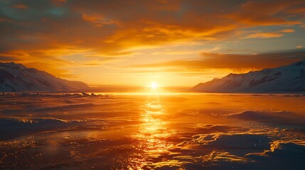 The midnight sun, showcasing the extreme beauty of the polar regions - obrazy, fototapety, plakaty