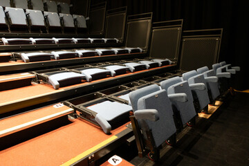 A Shut Down Theatre Cinema With Folded Collapsed Seats