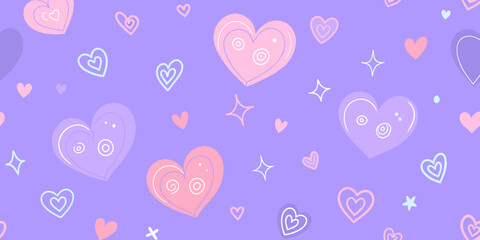 Pastel Colors Background with Doodle Hearts for Wallpaper