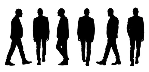 silhouette of same man walking on white background