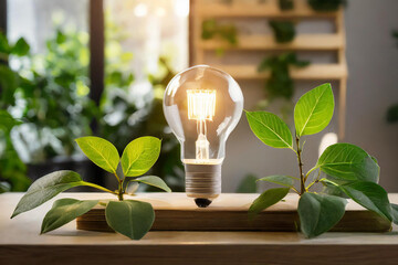 energia pulita rinnovabile lampadina natura  - obrazy, fototapety, plakaty
