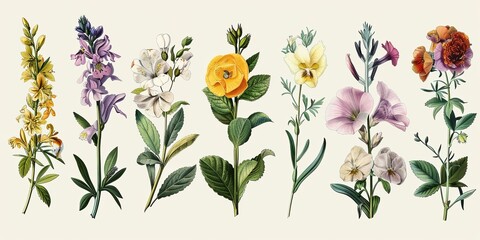  Botanical Florals  background   Generative AI