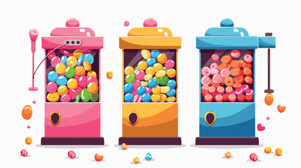 Cute candies dispenser machine fair icon isolated on - obrazy, fototapety, plakaty