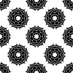 Elegant very beautiful black and white seamless pattern. Ornamental style tribal ethnic background