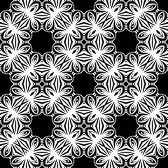 Elegant very beautiful black and white seamless pattern. Ornamental style tribal ethnic background