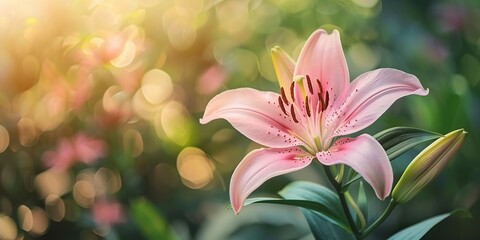 Fototapeta premium flowers on a green and sunny background, the beauty of nature