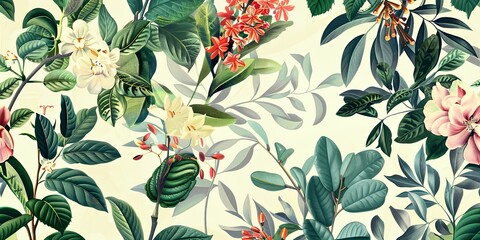  Botanical Florals  background   Generative AI - obrazy, fototapety, plakaty
