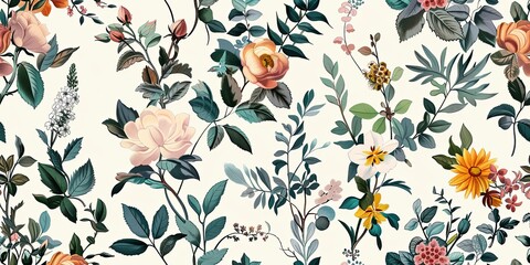  Botanical Florals  background   Generative AI - obrazy, fototapety, plakaty