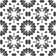 Black and white vintage seamless pattern. Floral ornamental monochrome damask background.