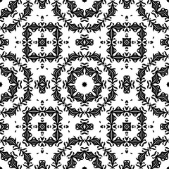 Black and white vintage seamless pattern. Floral ornamental monochrome damask background.