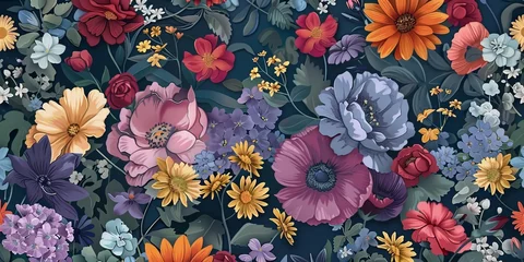 Schilderijen op glas  Botanical Florals  background   Generative AI © Roman