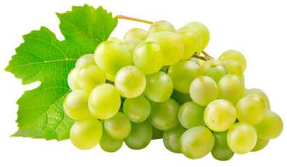 bunch of green grapes isolated on transparent background 