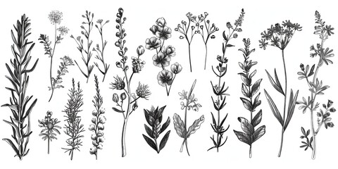 Naklejka premium Botanical Florals background Generative AI