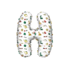 Rucksack 3D inflated balloon letter H with multicolored matte white textured dinosaurus design for children © Roger Bootsma