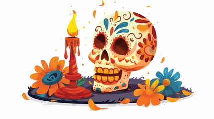 Dia de los muertos candle illustration vector isolat