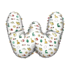 Papier Peint photo Dinosaures 3D inflated balloon letter W with multicolored matte white textured dinosaurus design for children