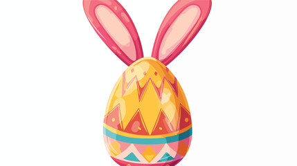 Easter egg with rabbit ears decoration isolated on w