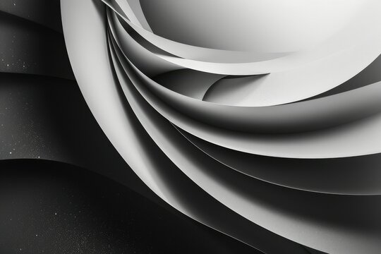 Abstract black and white flowing design - An artistic representation of swirling shapes in monochrome, suggesting a sense of motion and elegance