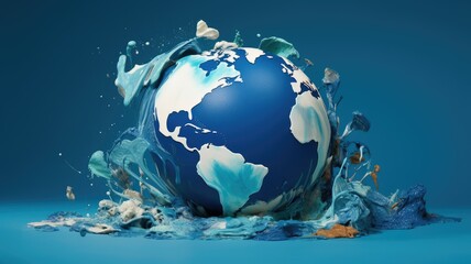Globally connected Earth with paint splashes - An artistic depiction of a globalized world with interconnected paint splashes, denoting diversity