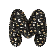 Foto auf Acrylglas 3D inflated balloon letter M with glossy black & gold/silver glossy textured dinosaurus design for children © Roger Bootsma
