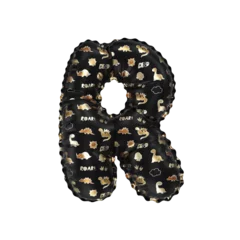 Cercles muraux Dinosaures 3D inflated balloon letter R with glossy black & gold/silver glossy textured dinosaurus design for children