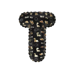 Crédence de cuisine en verre imprimé Dinosaures 3D inflated balloon letter T with glossy black & gold/silver glossy textured dinosaurus design for children
