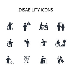 Disability icon set.vector.Editable stroke.linear style sign for use web design,logo.Symbol illustration.