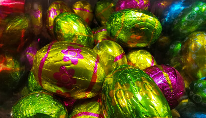 Ovetti di Pasqua colorati in vaso di vetro