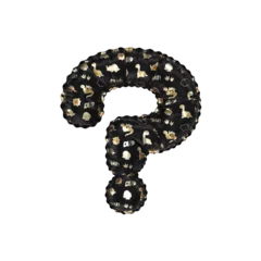 Foto auf Acrylglas 3D inflated balloon Question Symbol/sign with glossy black & gold/silver glossy textured dinosaurus design for children © Roger Bootsma