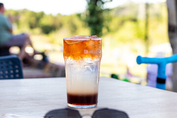 Rock shandy drink / coctail in a glass outdoors
