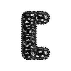 3D inflated balloon Square Brackets Symbol/sign with glossy black & silver fabric textured dinosaurus design for children
