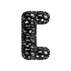 Fototapeten 3D inflated balloon Square Brackets Symbol/sign with glossy black & silver fabric textured dinosaurus design for children © Roger Bootsma