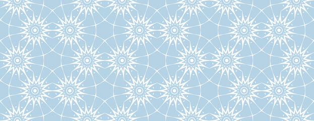 Vintage seamless pattern. Ornamental antique style floral background. Light blue and white ornament