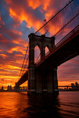 Majestic Brooklyn Bridge at Sunset: A Testament to Human Ingenuity and Architectural Marvel
