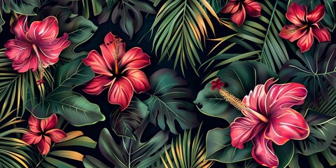 Abstract Botanical Florals  background pattern Generative AI