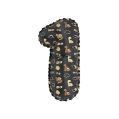 Photo sur Plexiglas Dinosaures 3D inflated balloon Number 1 with black and yellow fabric textured dinosaurus design for children