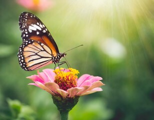 Fototapeta premium dreamy butterfly on flower on a sunny day
