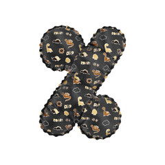 3D inflated balloon Percent Symbol/sign with black and yellow fabric textured dinosaurus design for children