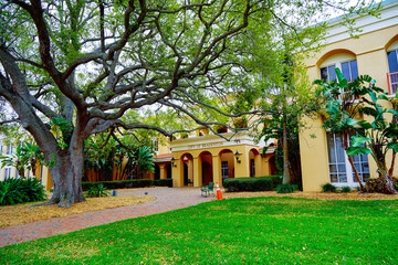 Bradenton, FL, USA - 03 02 2024: The landscape of Bradenton city hall	