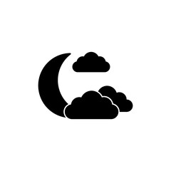 moon and cloud vector icon.cressentmoon sky night icon in trendy style isolated on white background. Website pictogram. Internet symbol for your web site design, logo, app, UI.