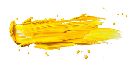 An energetic splash of yellow paint captured against a clean white background, full of motion