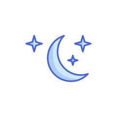 
Moon icon, moon and stars, crescent night. icon in trendy style isolated on white background. Website pictogram. Internet symbol for your web site design, logo, app, UI.