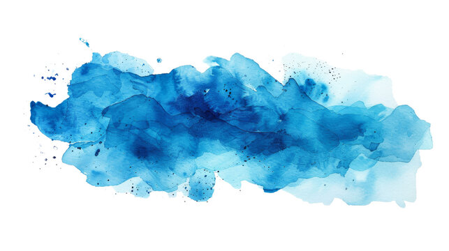 An abstract flowing blue watercolor wash symbolizing serenity and art movement, on a white background, for serene designs