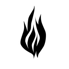 Ikon Api Hitam dan Putih Vektor Datar. Tanda Bentuk Api Unggun, Terisolasi. Koleksi Api Unggun