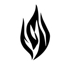 Ikon Api Hitam dan Putih Vektor Datar. Tanda Bentuk Api Unggun, Terisolasi. Koleksi Api Unggun