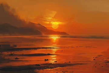  beautiful orange sunset over the sea © viktorbond
