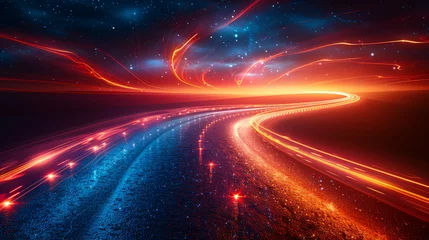 Foto op Canvas Abstract light background City road light, night highway lights, traffic with highway road motion lights, long exposure © Clipart Collectors