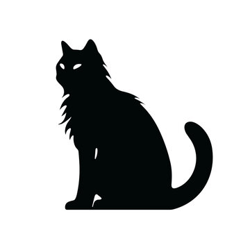 Birman cat sitting silhouette black and white vector illustration isolated transparent background, logo, cut out or cutout t-shirt print design,  poster, baby products, packaging design